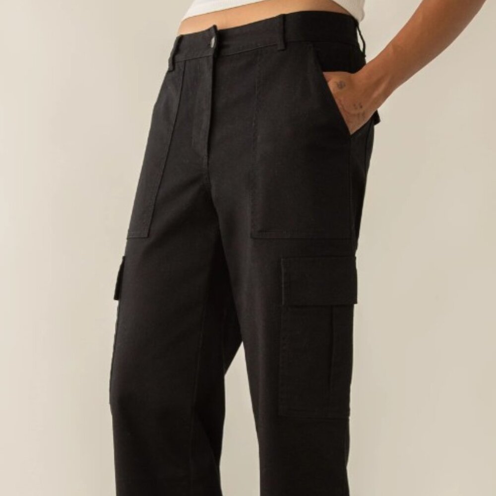 Oak + Fort Twill Cargo Pants NWOT Black Sz 10 Straight ankle